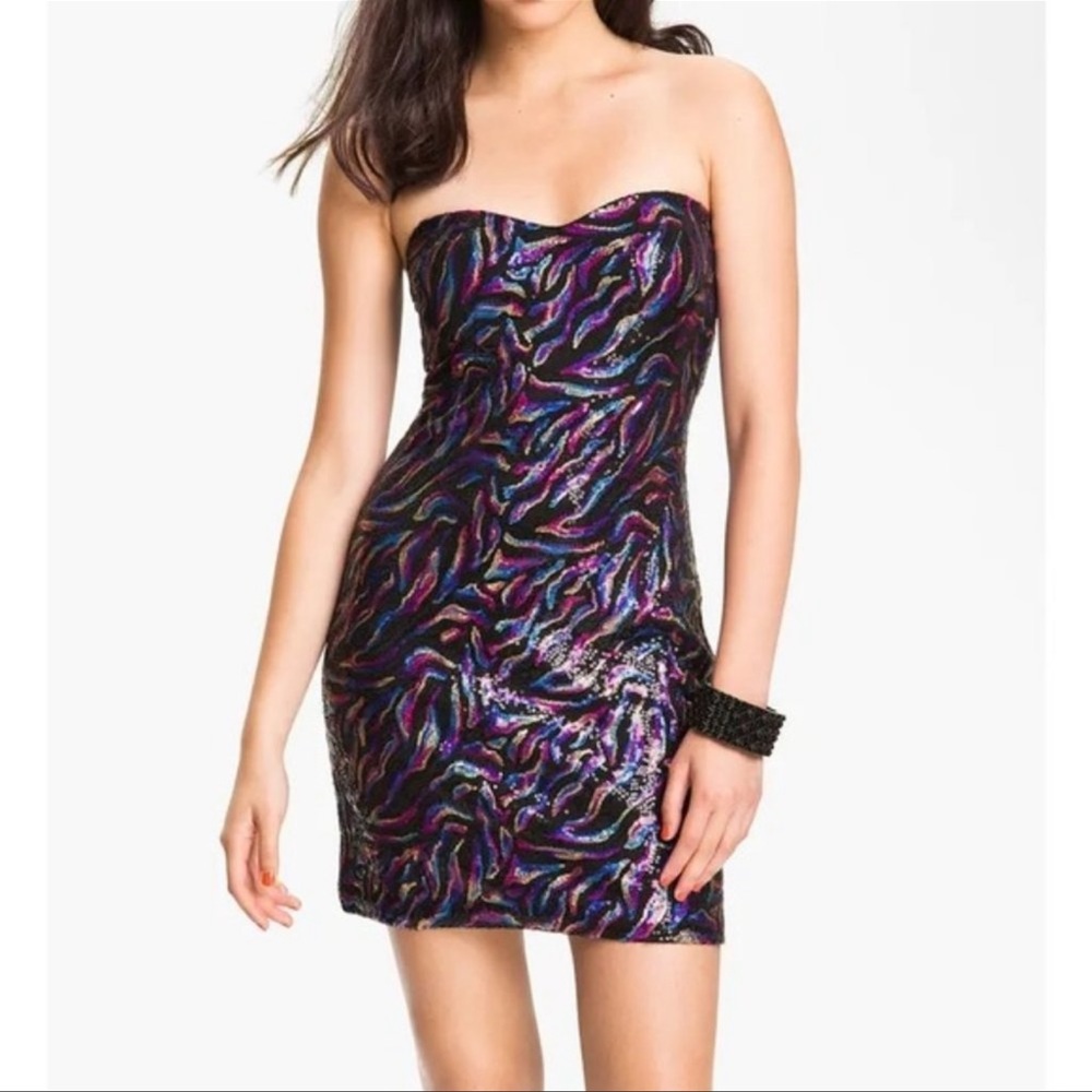 As U Wish Multi Color Sequin Body-con Dress